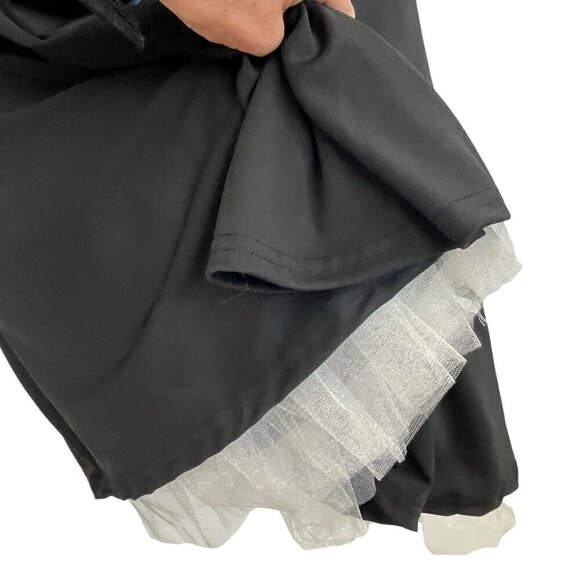 Fit & Flare Lace Black Midi Milkmaid Slip Dress L Goth Witchy Cottagecore Pirate - Picture 11 of 15